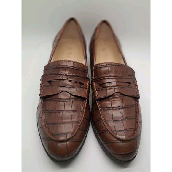 Unisa Womens Unstaslia Rich Brown Crocodile Embossed Flats Size 7.5 M Loafers - Picture 4 of 7